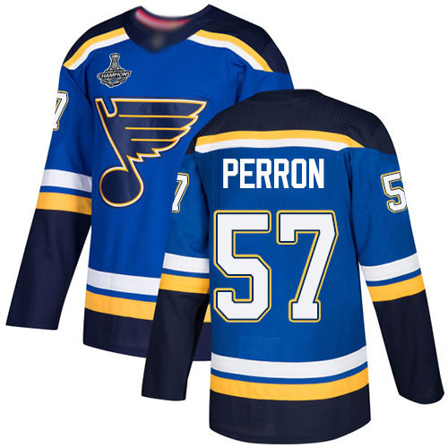 Adidas St. Louis Blues #57 David Perron Blue Home Authentic Stanley Cup Champions Stitched Youth Jersey Youth