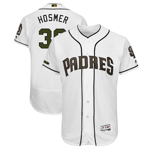 San Diego Padres #30 Eric Hosmer White Flexbase Authentic Collection 2018 Memorial Day Stitched Jersey Men's