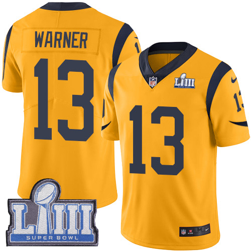 Los Angeles Rams #13 Kurt Warner Gold Super Bowl LIII Bound Youth Stitched Limited Rush Jersey Youth