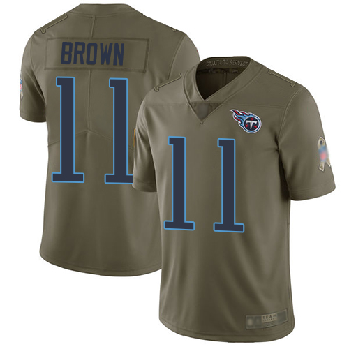 Tennessee Titans #11 A.J. Brown Olive Youth Stitched Limited 2017 Salute to Service Jersey Youth