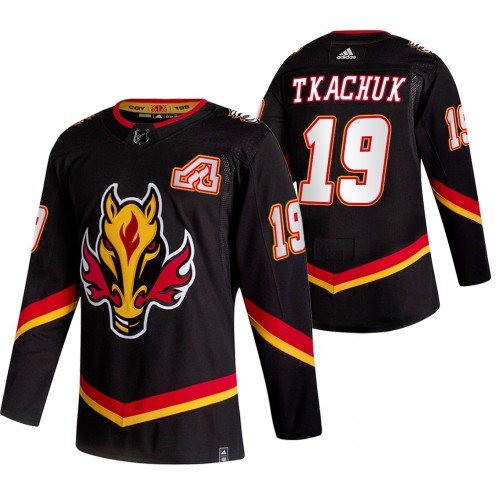Calgary Calgary Flames #19 Matthew Tkachuk Black Men's Adidas 2020-21 Reverse Retro Alternate Jersey Men's