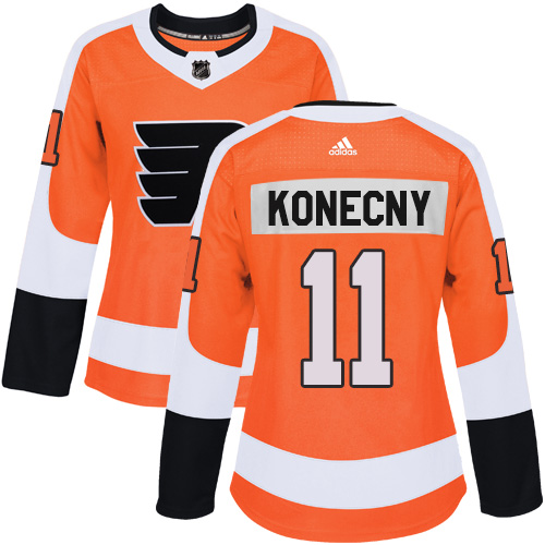 Adidas Philadelphia Flyers #11 Travis Konecny Orange Home Authentic Women's Stitched Jersey Womens