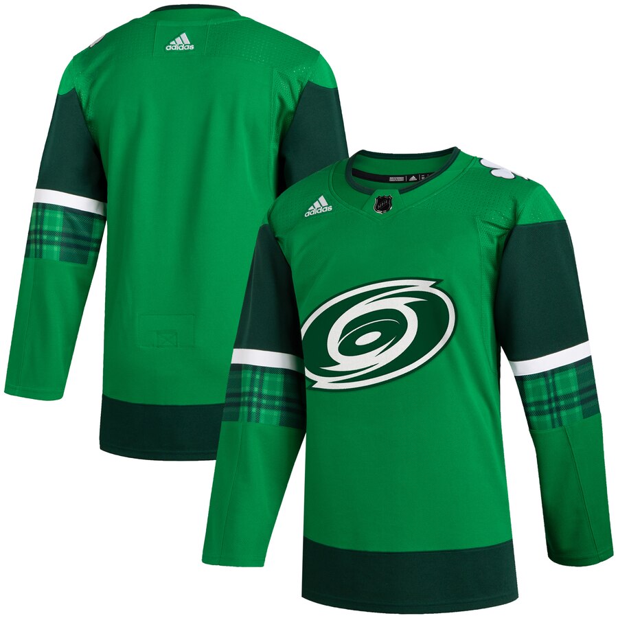 Carolina Hurricanes Blank Men's Adidas 2020 St. Patrick's Day Stitched Jersey Green.Jpg