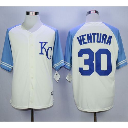 Kansas City Royals #30 Yordano Ventura Cream Exclusive Vintage Stitched Jersey Men's