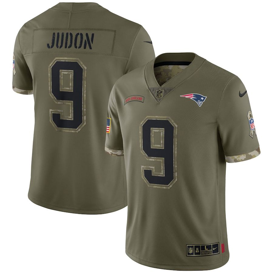 New England Patriots #9 Matthew Judon Men's 2022 Salute To Service Limited Jersey - Olive