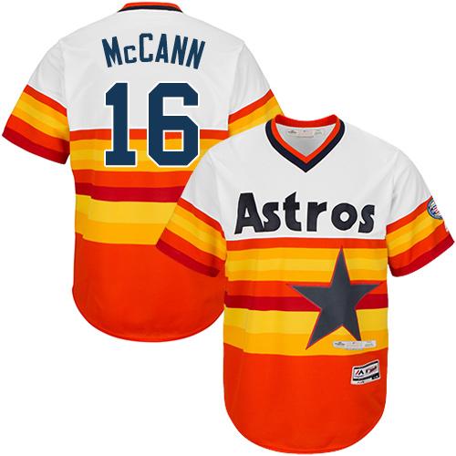 Houston Astros #16 Brian McCann White/Orange Cooperstown Stitched Youth Jersey Youth