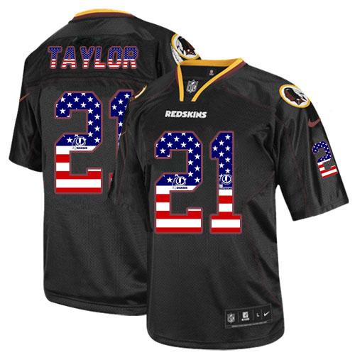 Commanders #21 Sean Taylor Black Men's Stitched Elite USA Flag Fashion Jersey