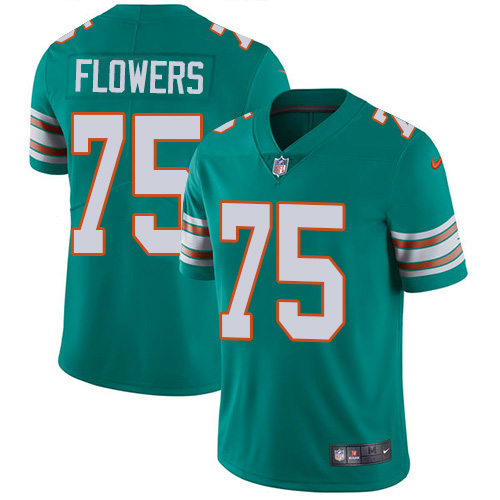 Miami Dolphins #75 Ereck Flowers Aqua Green Alternate Youth Stitched Vapor Untouchable Limited Jersey Youth