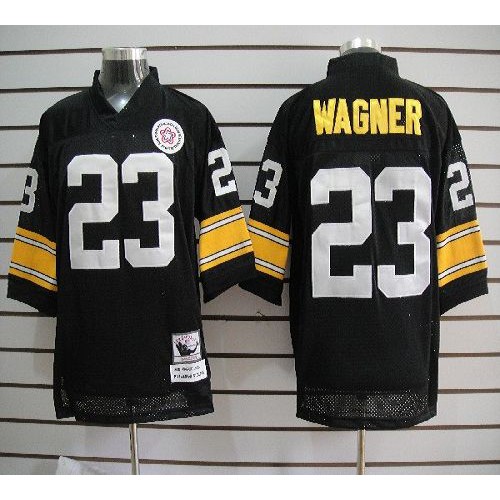 Mitchell And Ness Pittsburgh Steelers #23 Mike Wagner Black Stitched Jersey Men's