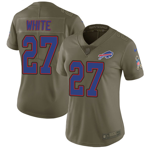 Bills #27 Tre'Davious White Olive Women's Stitched Limited 2017 Salute To Service Jersey