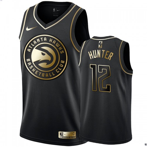 Atlanta Hawks #12 DeAndre Hunter Mens Black Golden Edition Swingman Jersey Mens