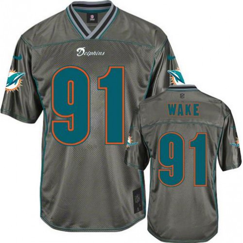 Miami Dolphins #91 Cameron Wake Grey Youth Stitched Elite Vapor Jersey Youth