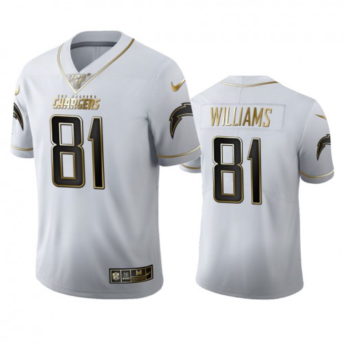 Los Angeles Los Angeles Chargers #81 Mike Williams Men's White Golden Edition Vapor Limited 100 Jersey Men's