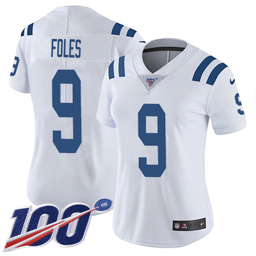 Colts #9 Nick Foles White Women's Stitched 100th Season Vapor Untouchable Limited Jersey