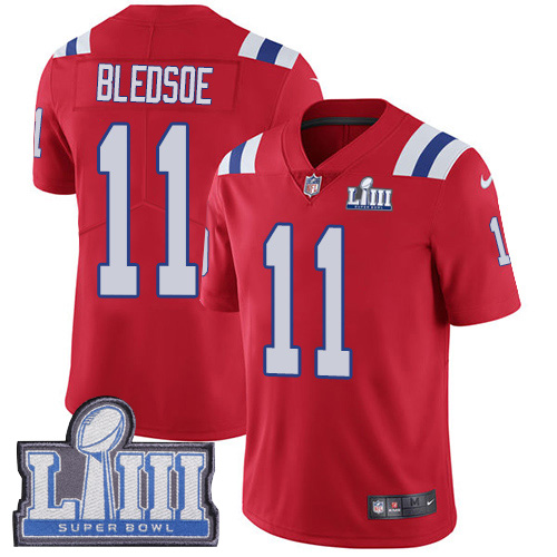 New England Patriots #11 Drew Bledsoe Red Alternate Super Bowl LIII Bound Men's Stitched Vapor Untouchable Limited Jersey Men's