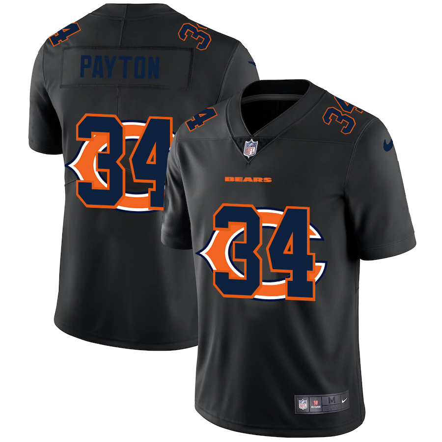 Chicago Bears #34 Walter Payton Men's Team Logo Dual Overlap Limited Jersey Black