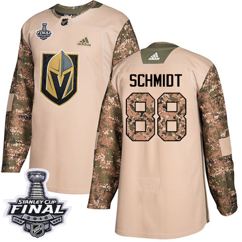 Adidas Golden Vegas Golden Knights #88 Nate Schmidt Camo Authentic 2017 Veterans Day 2018 Stanley Cup Final Stitched Jersey Men's