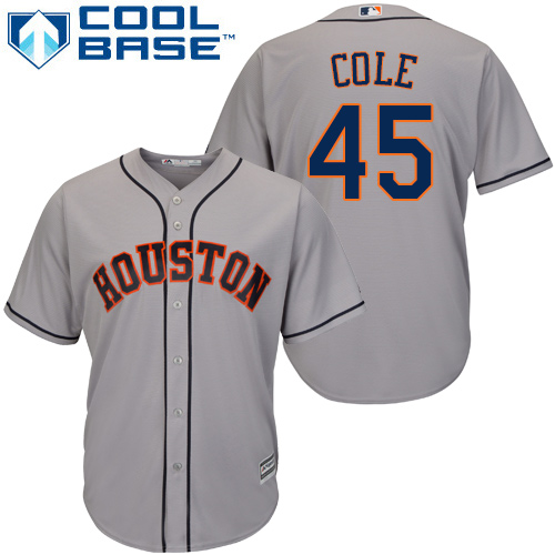 Houston Astros #45 Gerrit Cole Grey Cool Base Stitched Youth Jersey Youth