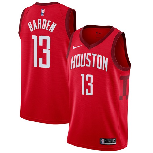 Houston Rockets #13 James Harden Red Swingman Earned Edition Jersey Mens