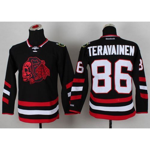 Chicago Blackhawks #86 Teuvo Teravainen Black(Red Skull) 2014 Stadium Series Stitched Youth Jersey Youth
