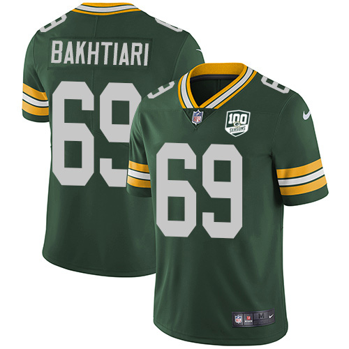 Green Bay Packers #69 David Bakhtiari Green Team Color Men's 100th Season Stitched Vapor Untouchable Limited Jersey Men's