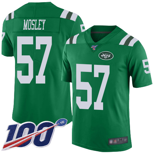 Jets #57 C.J. Mosley Green Men's Stitched Limited Rush 100th Season Jersey