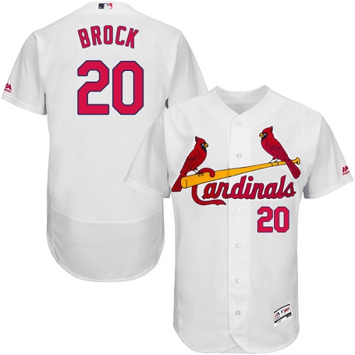 St.Louis Cardinals #20 Lou Brock White Flexbase Authentic Collection Stitched Jersey Men's