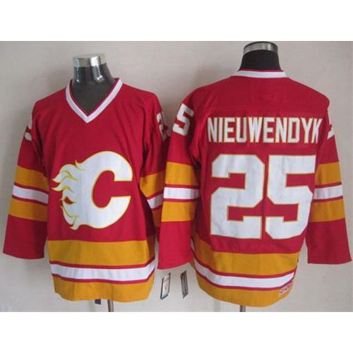 Calgary Flames #25 Joe Nieuwendyk Red CCM Throwback Stitched Jersey Men's