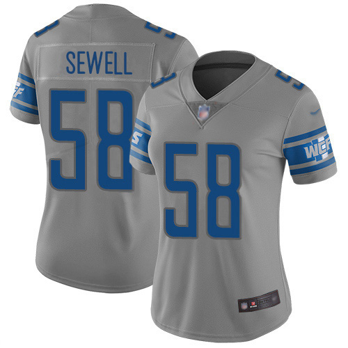 Detroit Detroit Lions #58 Penei Sewell Gray Women's Stitched Limited Inverted Legend Jersey Womens