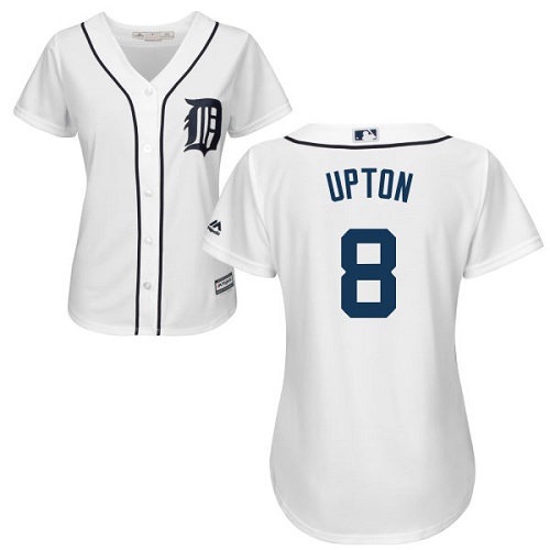 Detroit Tigers #8 Justin Upton White Home Women's Stitched Jersey Womens
