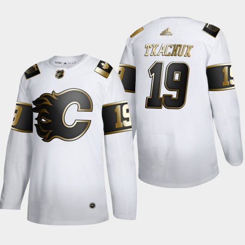 Calgary Calgary Flames #19 Matthew Tkachuk Men's Adidas White Golden Edition Limited Stitched Jersey Men's