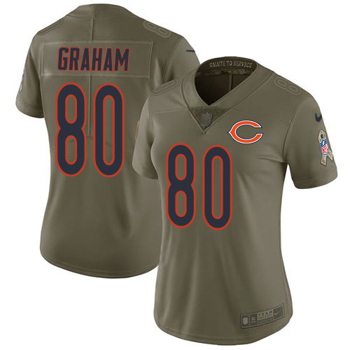 Chicago Bears #80 Jimmy Graham Olive Women's Stitched Limited 2017 Salute To Service Jersey Womens