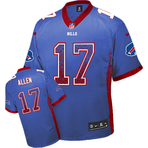 Bills #17 Josh Allen Royal Blue Team Color Men's Stitched Elite Drift Fashion Jersey