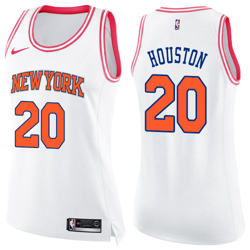 New York Knicks #20 Allan Houston White/Pink Womens Swingman Fashion Jersey Womens