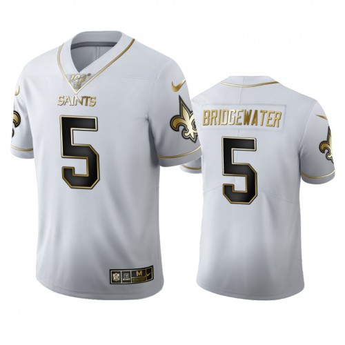 New Orleans New Orleans Saints #5 Teddy Bridgewater Men's White Golden Edition Vapor Limited 100 Jersey Men's