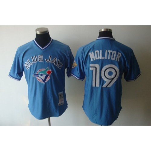 Mitchell And Ness Toronto Blue Jays #19 Paul Molitor Blue Stitched Jersey Men's