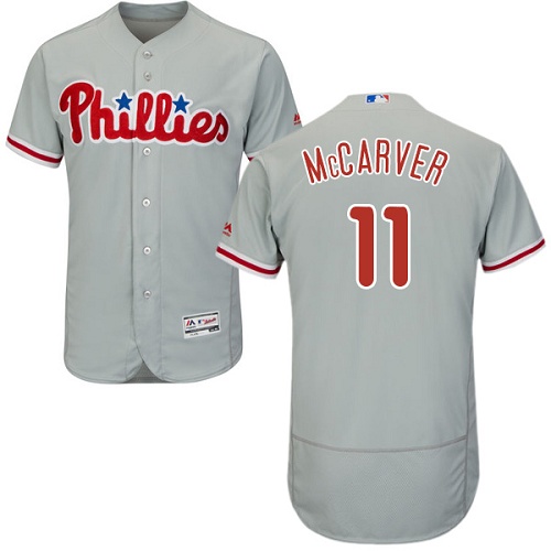 Philadelphia Phillies #11 Tim McCarver Grey Flexbase Authentic Collection Stitched Jersey Men's