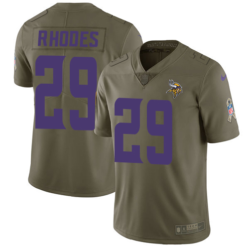 Minnesota Vikings #29 Xavier Rhodes Olive Men's Stitched Limited 2017 Salute to Service Jersey Men's