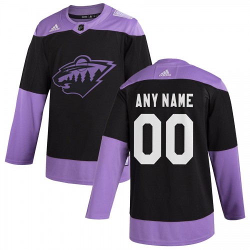 Minnesota Wild Adidas Hockey Fights Cancer Custom Practice Jersey Black