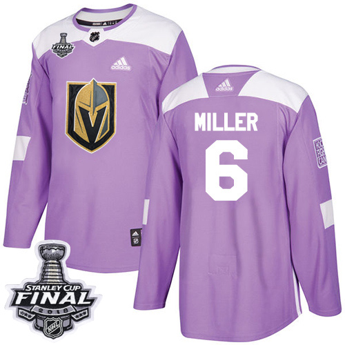 Adidas Golden Vegas Golden Knights #6 Colin Miller Purple Authentic Fights Cancer 2018 Stanley Cup Final Stitched Jersey Men's