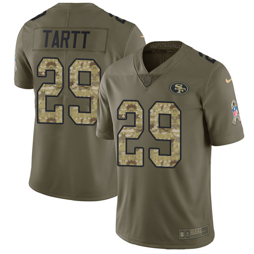 San Francisco 49ers #29 Jaquiski Tartt Olive/Camo Youth Stitched Limited 2017 Salute to Service Jersey Youth