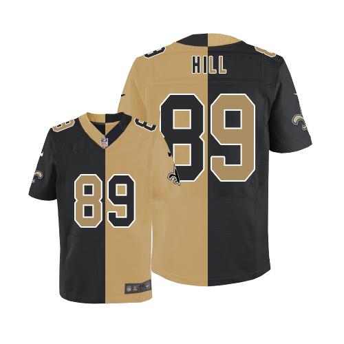 New Orleans Saints #89 Josh Hill Black/Gold Men's Stitched Elite Split Jersey Men's