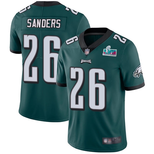 Eagles #26 Miles Sanders Green Team Color Super Bowl LVII Patch Youth Stitched Vapor Untouchable Limited Jersey