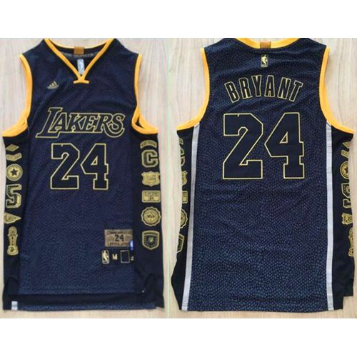 Los Angeles Lakers #24 Kobe Bryant Black Serpentine Retirement Memorial Stitched Jersey Mens