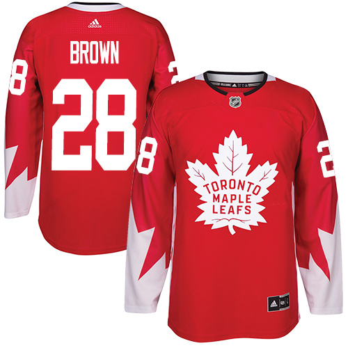 Adidas Maple Toronto Maple Leafs #28 Connor Brown Red Team Canada Authentic Stitched Jersey Men's