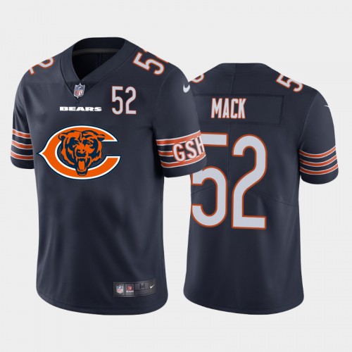 Chicago Chicago Bears #52 Khalil Mack Navy Blue Men's Big Team Logo Player Vapor Limited Jersey Men's