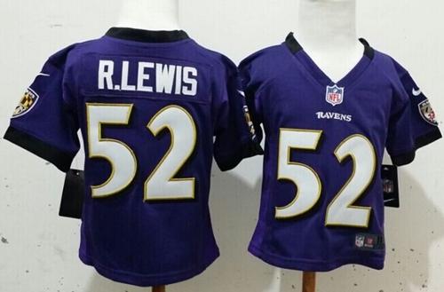 Toddler Ravens #52 Ray Lewis Purple Team Color Stitched Elite Jersey