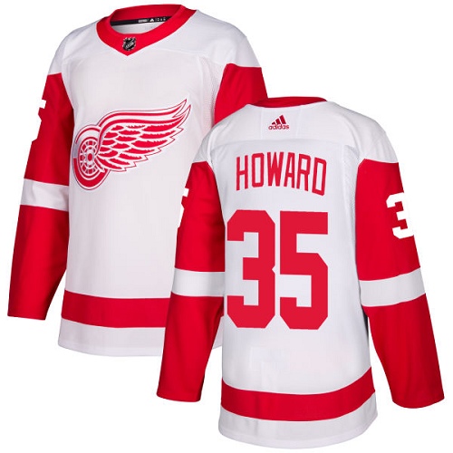 Adidas Detroit Red Wings #35 Jimmy Howard White Road Authentic Stitched Jersey Men's