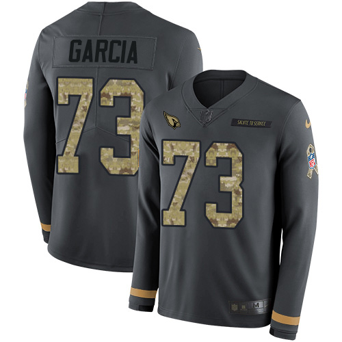 Arizona Cardinals #73 Max Garcia Anthracite Salute to Service Men's Stitched Limited Therma Long Sleeve Jersey Men's
