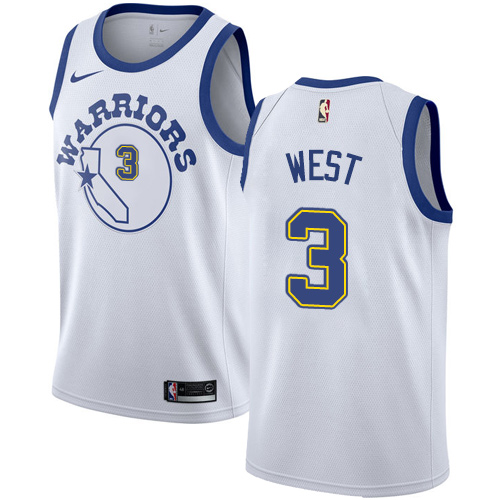 Golden State Warriors #3 David West White Throwback Swingman Hardwood Classics Jersey Mens